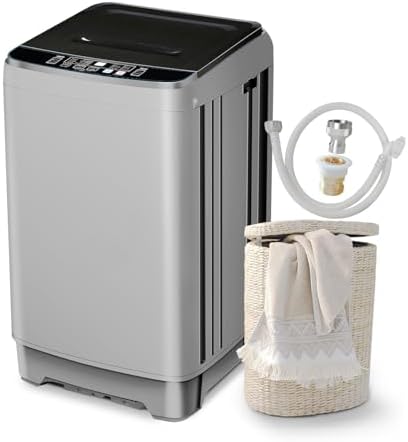 Zyerch Portable Washing Machine 2.3 Cu. Ft. Full-Automatic Compact Washer Machine for Apartment, 10 Wash Program Small Portable Washer for Dorm, Apartment, RV, Home, Silver