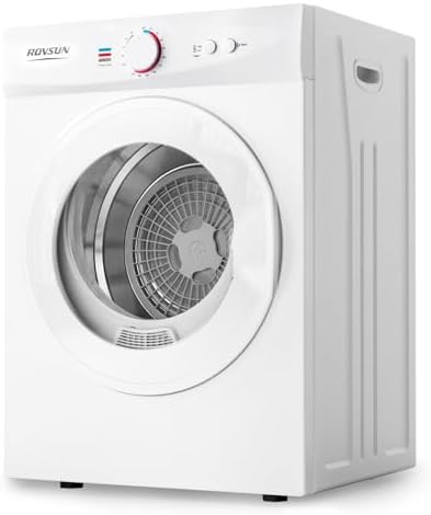 ROVSUN 1.8 Cu.Ft Portable Clothes Dryer, Front Load Dryer Machine, Compact Laundry Dryer with Stainless Steel Tub for Apartment, Home, Dorm (Classic Knob Control)