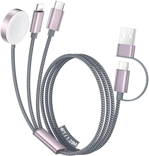 Temdan for Travel Essentials,3 in 2 USB C Cable for Apple Watch Charger\/iPhone 16 Charger\/Lightning,Multi Charging Cable Cord,Camping Essentials,Portable Designed for iWatch Series &amp;iPhone 16-12