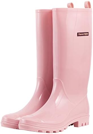 planone Tall Rain Boots Women Fashion Waterproof Boots for Women Light Outdoor Garden Shoes Muck Boots for Ladies Non Slip Work Shoes Rubber Boots with Premium Comfort Insole