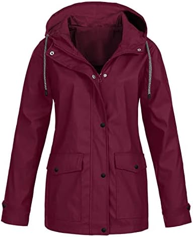 Women Windproof Waterproof Jackets Solid Stripe Hooded Lightweight Raincoat Windbreaker Rain Coats with Pockets