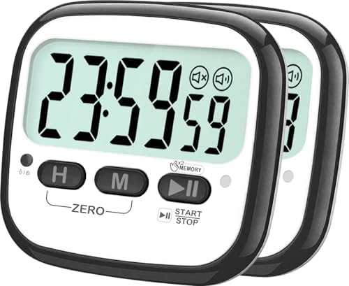 AyayaBoss 2-Pack Magnetic Kitchen Timers for Cooking, Digital Stop Watch Countdown Timer for Kids, Teachers, Classroom, Office, Exercise - Battery Included