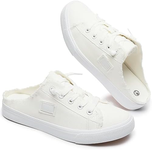 BENPAO Women&#39;s Slip on Sneakers Canvas Slip ons Shoes Fashion Comfortable Mules Womens Non Slip Loafers Casual Backless Shoes