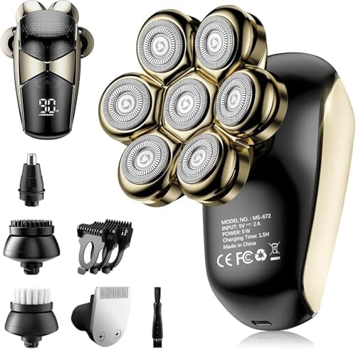 SHPAVVER Head Shavers for Bald Men: 5-in-1 Electric Razor - IPX7 Waterproof Shaving Grooming Kit for Balder - Turbo Speed &amp; Precision Blades
