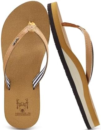 KuaiLu Womens Arch Support Flip Flops Comfortable Yoga Mat Slip on Summer Beach Walking Thong Cushion Sandals