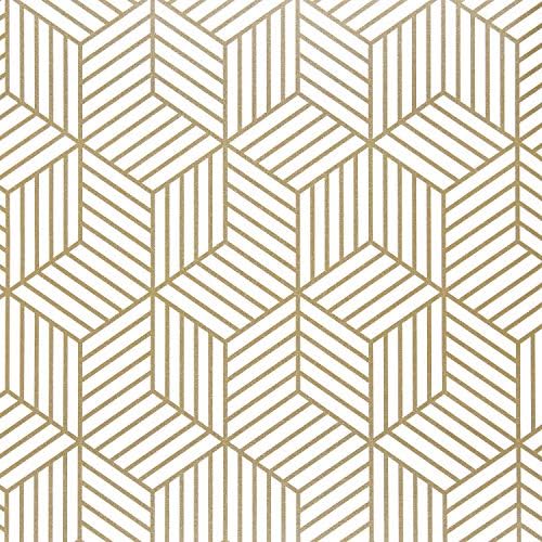 WENMER 17.71&#34; x 118&#34; Geometric Hexagon Wallpaper Peel and Stick Wallpaper Removable Self Adhesive Wall Paper Vinyl Film Shelf Paper &amp; Drawer Liner Roll for Home Use