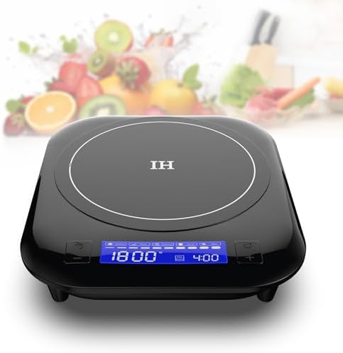 GIHETKUT Single Induction Cooktop,1800W 110V Single Burner Cooktop,Induction Hot Plate with 5 Cooking Modes, Electric burner with LCD touch control,9 Temperature Levels &amp; 4H Timer,Overheat protect