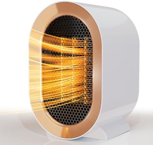 QQT Electric Space Heater,Portable Energy Efficient Space Heaters for Indoor Use,Two-Speed Portable Heater Fan for Office with Adjustable,Overheating Protection,Dumping Shutdown (White)