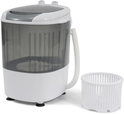 Elevon Portable Washing Machine 5.5 lbs Capacity Rotary Timer Controller, Compact Laundry for Home, Apartment, RV, White\/Gray