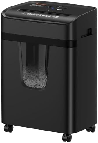 Bonsaii 12 Sheet Paper Shredder for Home Office, Heavy Duty Cross Cut Shredder with 5.5 Gal Pullout Bin, Home Shredder for CDs\/Credit Card\/Document\/Mail, P-4 Security Level