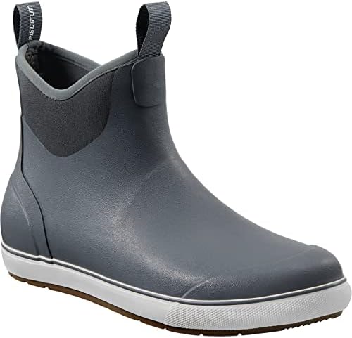 Piscifun Men\u2019 s Deck Boots, Waterproof Fishing Rain Boots, Anti-Slip Rubber Boots with Breathable Neoprene Lining