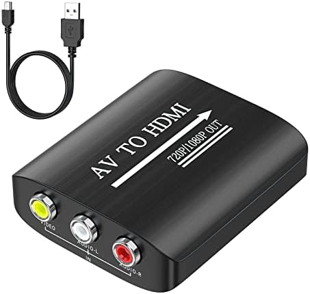 GINGIN AV to HDMI Converter, AV to HDMI Adapter Support 720p\/1080p for PS1\/PS2\/PS3\/Xbox 360\/WII\/N64\/SNES\/STB\/VHS\/VCR\/Blue-Ray DVD Players