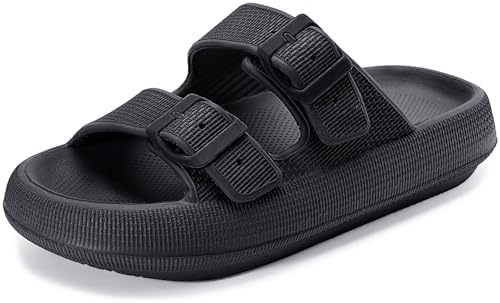 Weweya Sandals for Women and Men - Pillow Slippers - Double Buckle Adjustable Slides - EVA Flat Sandals