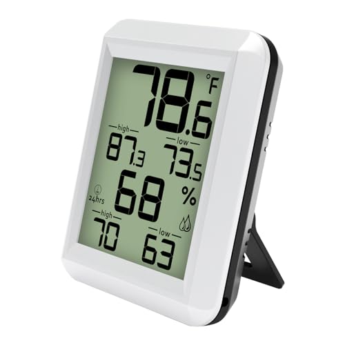 Urageuxy Digital Hygrometer Indoor Thermometer Humidity Meter with Min\/Max Record, Room Thermometer with Temperature and Humidity for Home, Office, Baby Room, Kitchen, Greenhouse