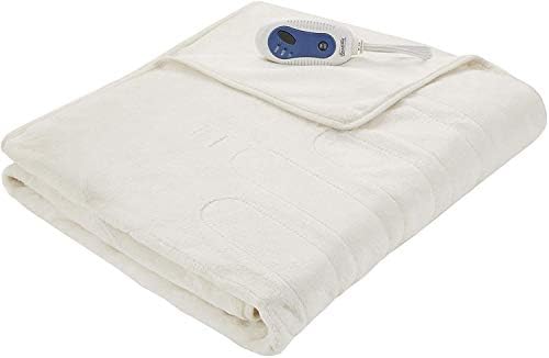 Beautyrest Foot Bag Soft Glitter Plush Electric Blanket with Auto Close Function, 50 x 62 inches, Ivory Color
