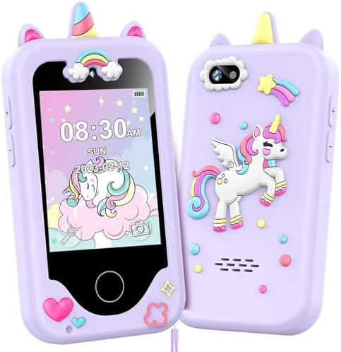 Kids Smart Phone for Girls, Christmas Birthday Gifts for Girls Age 3-10 Kids Toys Cell Phone, 2.8&#34; Touchscreen Toddler Learning Play Toy Phone with Dual Camera, Game, Music Player, 8GB Card Purple