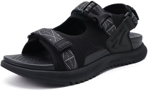 ONCAI men's hiking sandals with arch support, breathable mesh beach sandals for walking, and orthopedic men's recovery sports sandals with adjustable shoulder straps