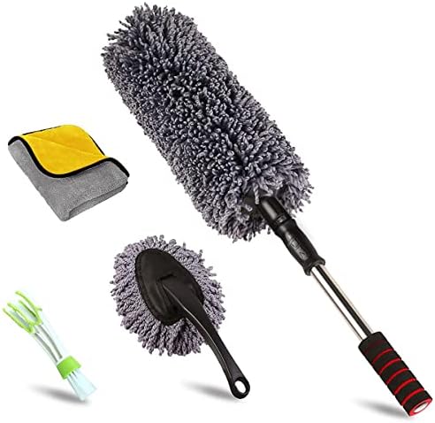 upra Ultimate Car Duster Kit，Best Microfiber Multipurpose Duster,Interior &amp;Exterior Cleaning Tools,Dashboard Detailing Brush,Scratch Lint Free,Pollen Removing,extendable Handle,Tuck,SUV,RV,Set of 