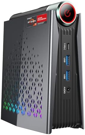 ACEMAGICIAN S3A Mini PC, Ryzen 7 5875U(up to 4.5Ghz), 16GB DDR4 512GB NVME SSD Mini Desktop Computer, Mini Computers [WiFi6\/BT5.2] [4K UHD\/RGB Lights\/3 Adjustable Mode Light Gaming PC