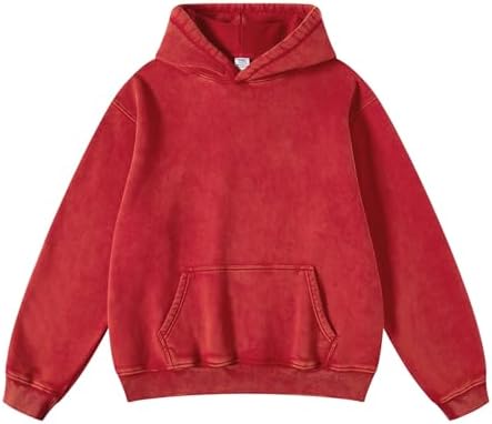 FAIBLE Men's Hoodie Oversized Unisex Pickled Hoodie Heavyweight Wool Retro Cotton Sportswear Men's and Women's Streetwear