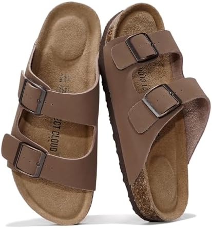 Project Cloud Genuine Leather Flat Sandals Women 2025 Beach Essentials Womens Sandals Memory Foam Vacation Essentials Slides for Women Footwear (Venita)