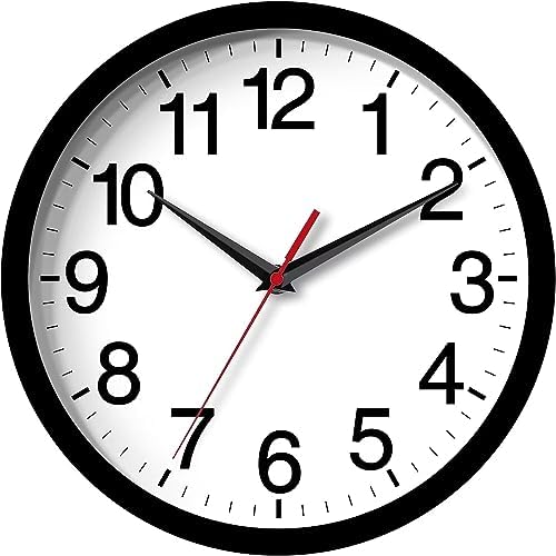 Rohioue Wall Clock Modern 8 Inch Battery Operated Silent Non Ticking Small Analog Clock for Living Room Office Home Bedroom Kitchen Bathroom(Black)