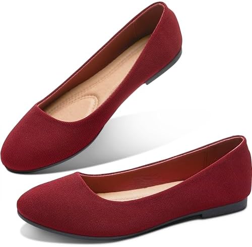 Obtaom Round Toe Women Flat Shoes Slip on Girls Dress Black Ballet Flats