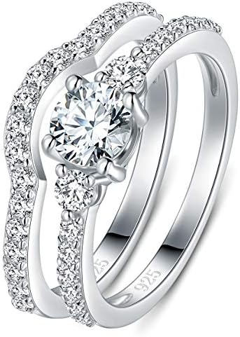 BORUO Sterling Silver Wedding Bands 925 Silver Infinity Ring Three-in-One Stylish Rings For Women with CZ, Width 11mm, Size 4-12
