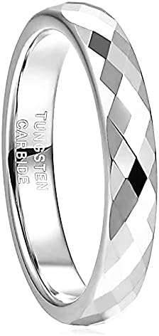 Greenpod 4MM Tungsten Carbide Rings Faceted Edge Dome Polished Rose Gold\/Black\/Gold\/Silver Wedding Band Comfort Fit for Women Size 5-12