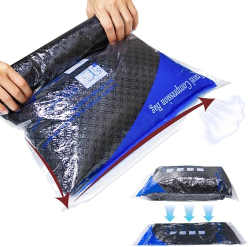 12 Pack Compression Bags for Travel  Vacuum Seal Storage Bags for Luggage &amp; Dirty Clothes  Travel Packing Space Saver Bags for Suitcases &amp; Home Organization  MEIQIHOME