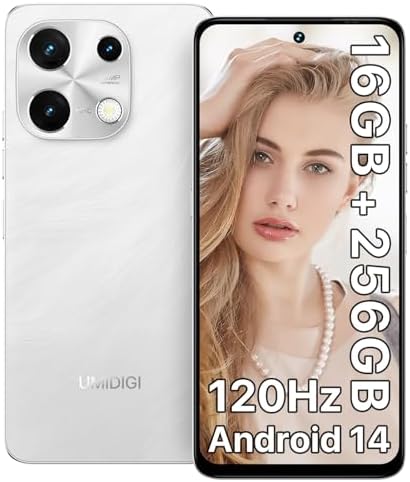 UMIDIGI Note 100 Cell Phone,Android 14 Unlocked Phones,16(8+8) GB+256GB\/TF 1TB,6.8&#39;&#39;HD+120Hz Display,50MP Camera,5000mAh+20W Fast Charging,4G Dual SIM Android Phone,AI Face\/Fingerprint Unloc