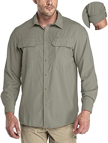 33,000ft Men&#39;s Long Sleeve Sun Protection Shirt UPF 50+ UV Quick Dry Cooling Fishing Shirts for Travel Safari Camping Hiking
