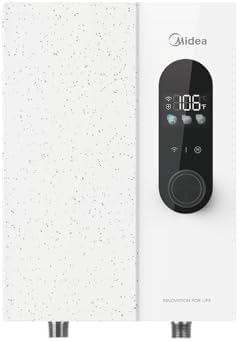 Midea 13KW Electric Tankless Water Heater, Touch Control, Wi-Fi Control, LED Display, Child Mode, 240 Volts with Automatic Power Modulation, On-demand Hot Water, White