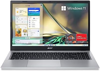 Acer Aspire 3 A315-24P-R7VH Slim Laptop  15.6&#34; Full HD  AMD Ryzen 3 7320U Quad-Core  AMD Radeon Graphics  8GB LPDDR5  128GB NVMe SSD  Wi-Fi 6  Windows 11 Home