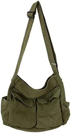 GAXOS Aesthetic Cute Messenger Bag for School Vintage Black Canvas Crossbody for Women Shoulder Laptop Bag