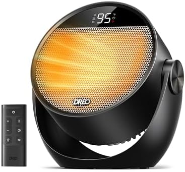 Dreo Space Heater 1500W,60° 可调倾斜度,10英尺\/秒便携式电加热器,适用于室内使用恒温器,8种安全保护,3种模式,遥控,静音桌面加热器,适用于卧室,办公室,黑色