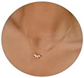 LEXODY Diamond Necklaces for Women, Dainty 14k Gold Plated Leaf Pendant Necklace Layered CZ Necklace Simple Choker Necklaces for Women Trendy Jewelry Gifts