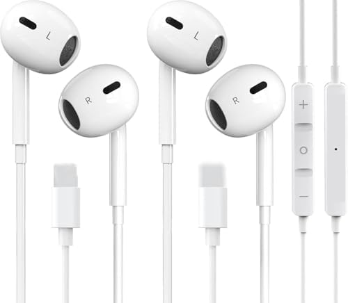 2 Packs-for iPhone Headphones Wired Earbuds\/Earphones Nosie Reduction Built-in Microphone &amp; Volume Control Headsets Compatible with iPhone 14\/13\/12\/11\/XR\/XS\/X\/8\/7\/SE\/Pro\/Pro Max