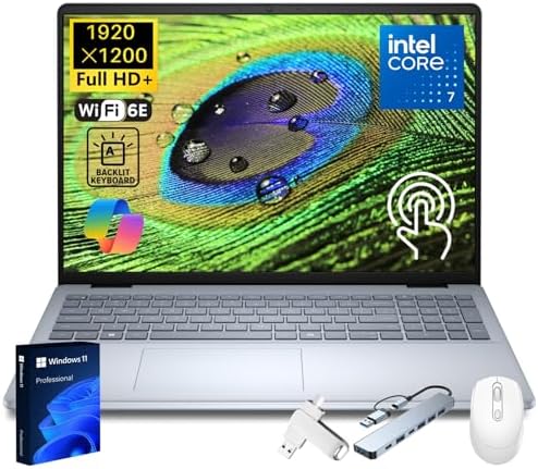 Dell Inspiron 16&#34; Touchscreen Business Laptop 2025 New, 16&#34; FHD+ WUXGA, Intel 7 150U(Up to 5.4GHz), 64 GB DDR5, 2 TB SSD, FHD Cam, Backlit Keyboard, Fingerprint Reader, Windows 11 Pro, Accesso