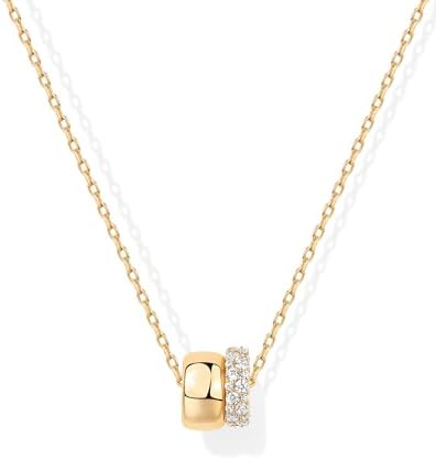 PAVOI 14K Gold Plated Cubic Zirconia Rondelle Pendant Necklace for Women  Two-Toned Dainty CZ Necklaces