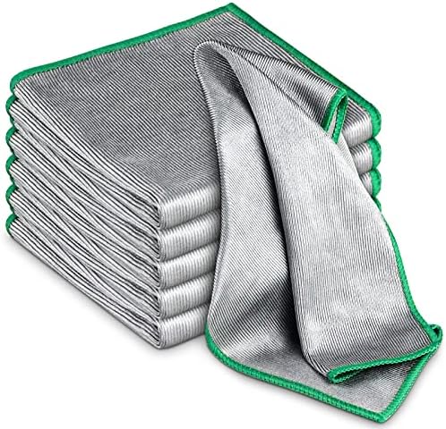 Glass Polishing Cloth Streak Free Miracle Cleaning Cloth Lint Free Microfiber Cleaning Rags for Glasses Kitchen Dish Mirrors Easy Clean, Pack of 6, 12&#34; x 12&#34;
