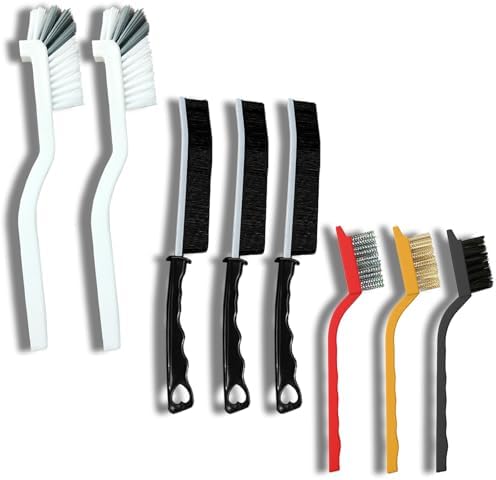 Betanull Crevice Cleaning Brush Set, Multi-Purpose Hard Bristle Brushes for Deep Cleaning Kitchen, Bathroom, Grout, Sink, Cup, Teapot, Bottle, Blender, Corners, Tight Spaces &amp; More