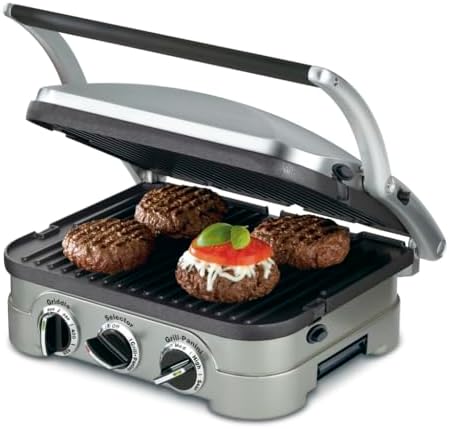 Cuisinart Panini Press, Stainless Steel Griddler, Sandwich Maker &amp; More, 5-IN-1, GR-4NP1