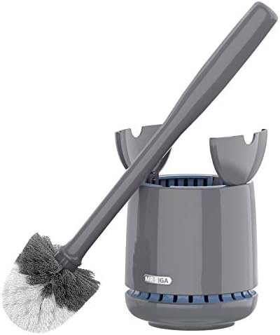 MR.SIGA Toilet Bowl Brush and Holder, Premium Quality, with Solid Handle and Durable Bristles for Bathroom Cleaning, Gray, 1 Pack