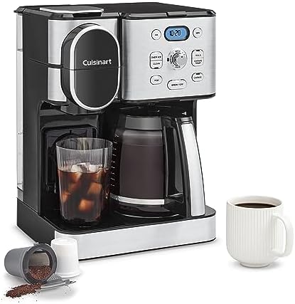 Cuisinart 美膳雅咖啡机,12杯玻璃水瓶,自动热和冰咖啡壶,单服务器咖啡机,不锈钢,SS-16