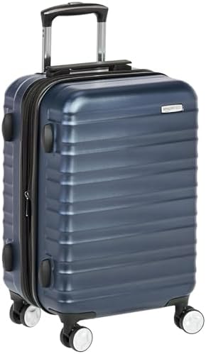 Amazon Basics 21 英寸硬壳随身行李箱,带 TSA 锁,硬壳行李箱带轮子,可扩展 25% 的空间, 海军蓝, 21 英吋, 海军蓝 - 标准