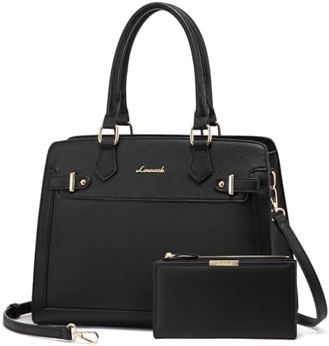 LOVEVOOK Purses and Handbags for Women, Tote Shoulder Bag Satchel Black Purse and PU Leather Top Handle for ladies