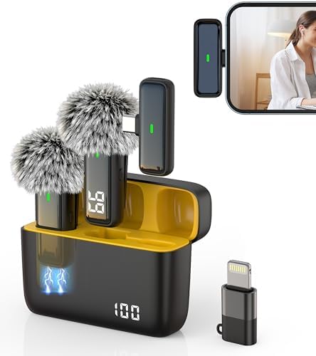 NPTCL Wireless Microphone for iPhone Android Lav Mic USB C Lavalier Microphone Type C Lapel Mic for iPhone 15\/16 iPad Video Recording Vlog TikTok - 24H Charging Case Noise Reduction
