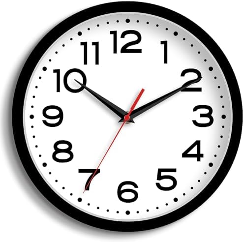 Roymnie Wall Clock Silent No Ticking Modern Clock Battery Powered 8 inches (approximately 20.3 cm) Small Classic Simulation Decoration Kitchen, Living Room, Office, Bedroom, Bathroom (Black)