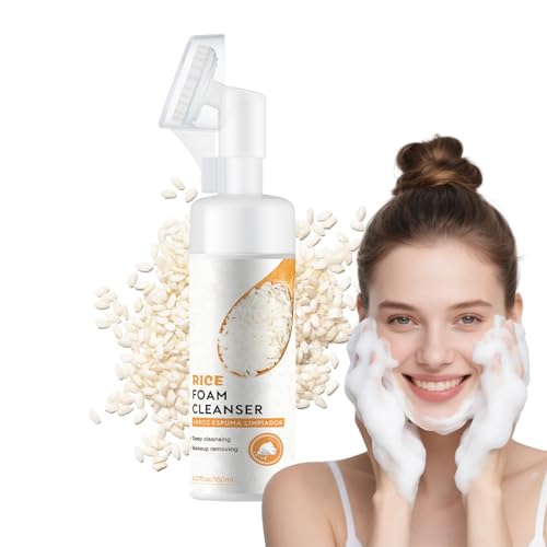 NovaCharm Rice Foaming Facial Cleanser - Face Wash for Women Men - Face Wash for Dry Skin - Gentle Face Cleanser for All Skin Types - Deep Cleansing, Makeup Removing, Moisturize &amp; Soften Skin